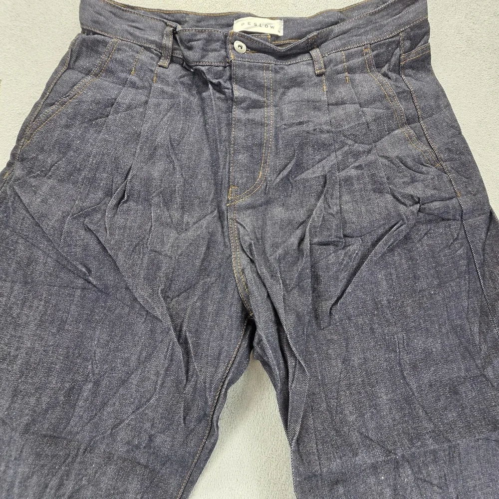 Beslow Jeans Mens Blue Selvedge Baggy Wide Leg Y2K Skater Hip Hop Fits 34x28